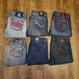 LOT OF 6 ROCK & REPUBLIC JEANS SKINNY BOOT FLARE